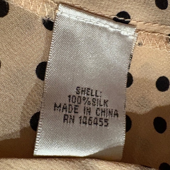 Polk Dot Nude/Black long sleeve silk blouse NWT - Picture 8 of 13
